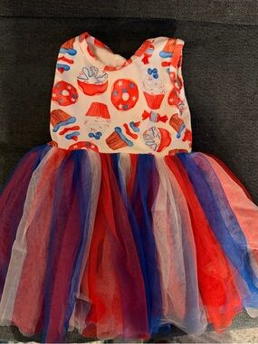 Mila and Rose Patriotic Red, White & Blue Tulle Kids Costume Dress